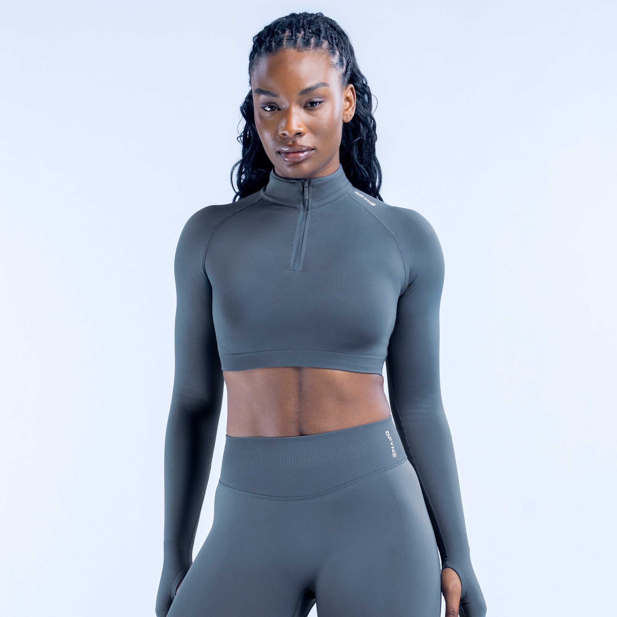 トップス ARGUE Trinity set up / mist gray Women's Gym T-Shirts & Tops | Long Sleeve, Halter, Strappy, Racer